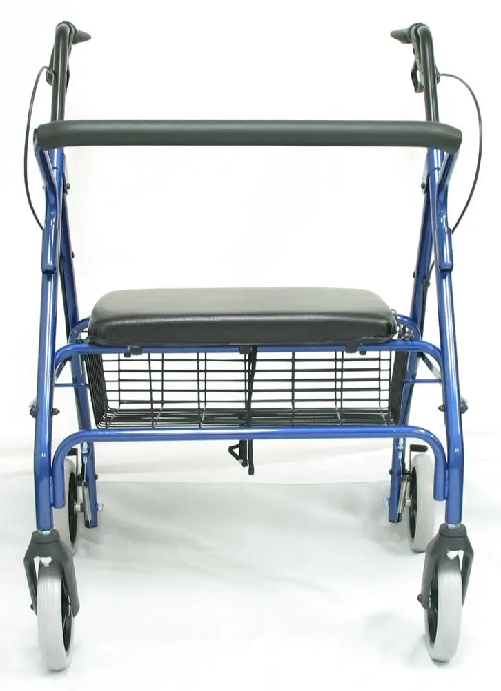 Karman - K-139- Extra Wide Bariatric Rollator with Padded Flip-down Seat, Steel, 24 lbs.-Blue