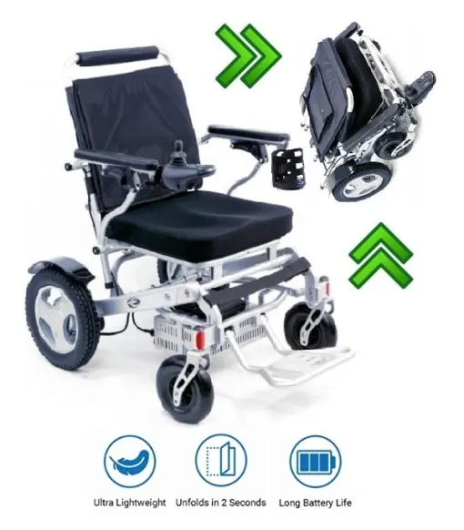 Karman Tranzit Foldable Lightweight Power Wheelchair in Silver/ Black
