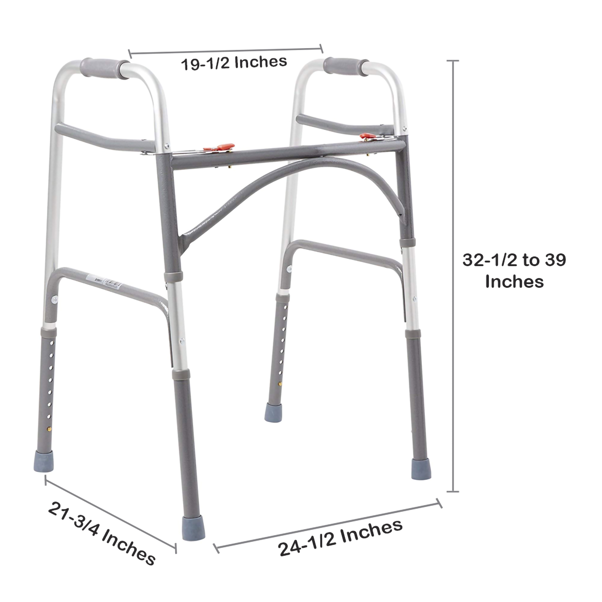 Bariatric Dual Release Folding Walker Adjustable Height McKesson Steel Frame 500 lbs. Weight Capacity 32-1/2 to 39 Inch Height