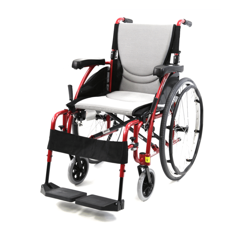 Karman -K-17 - Ergonomic Wheelchair  Ultra Lightweight  with Swing Away Footrest and Quick Release Wheels in Red/Silver