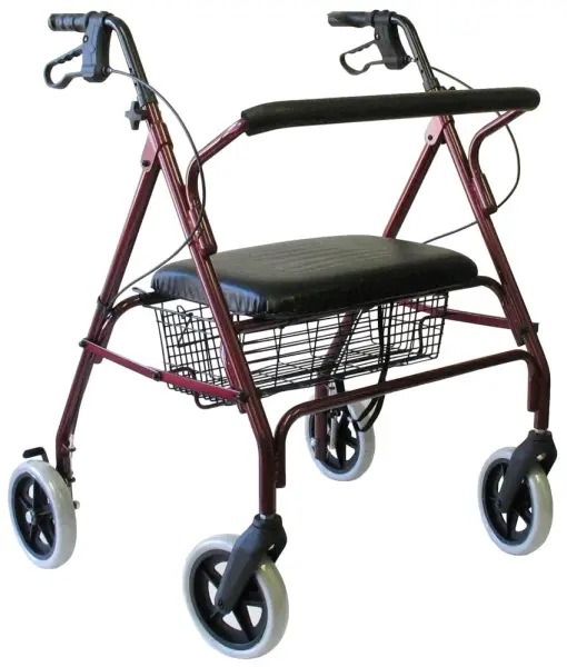 Karman - K-139- Extra Wide Bariatric Rollator with Padded Flip-down Seat, Steel, 24 lbs.-Blue