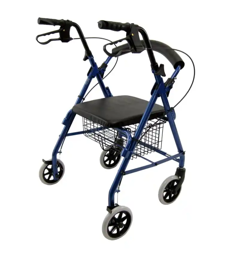 Karman -K-131- Low Seat Rollator with Loop Brakes, Padded Seat, and Basket in Blue/Burgundy
