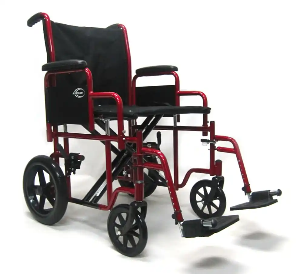 Karman - K-147-  Transport Wheelchair Heavy Duty with Removable Footrest and Armrest