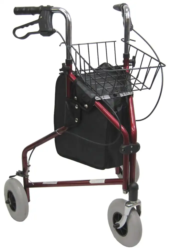 Karman-K-129 -  3 Wheel Rollator with Large 8" Casters , Aluminum, 13lbs - Blue/Burgundy