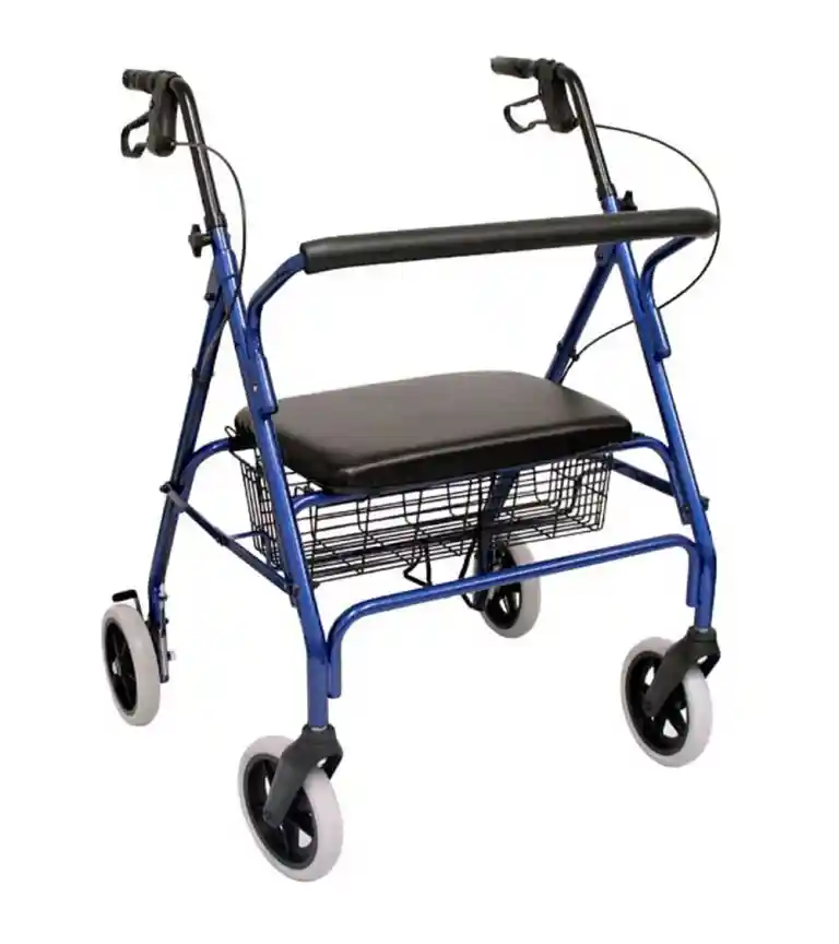 Karman - K-139- Extra Wide Bariatric Rollator with Padded Flip-down Seat, Steel, 24 lbs.-Blue