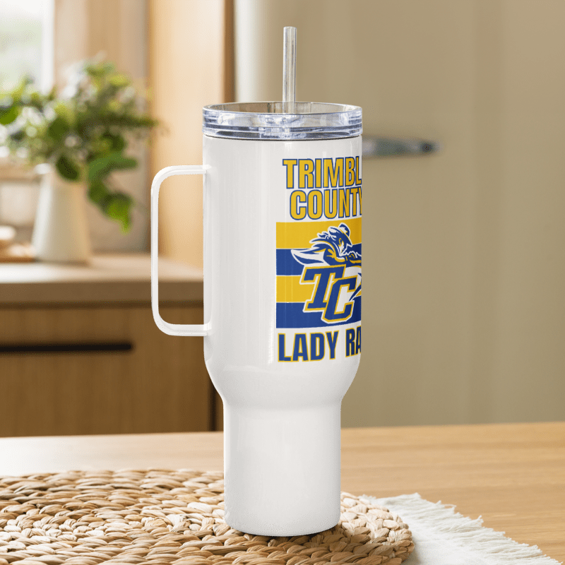 Trimble County Lady Raiders Travel mug with a handle