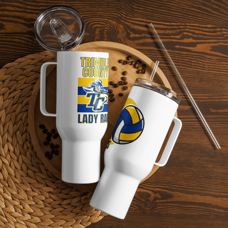 Trimble County Lady Raiders Travel mug with a handle