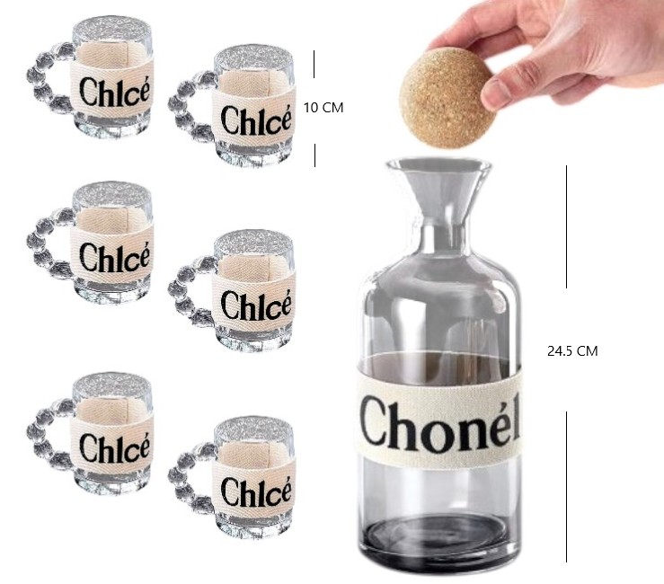 Set de Botella y Vasos Decorativos