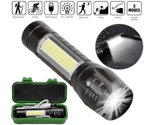 MINI LINTERNA LED RECARGABLE USB CON ZOOM