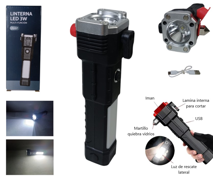 LINTERNA LED 3W MULTIFUNCION