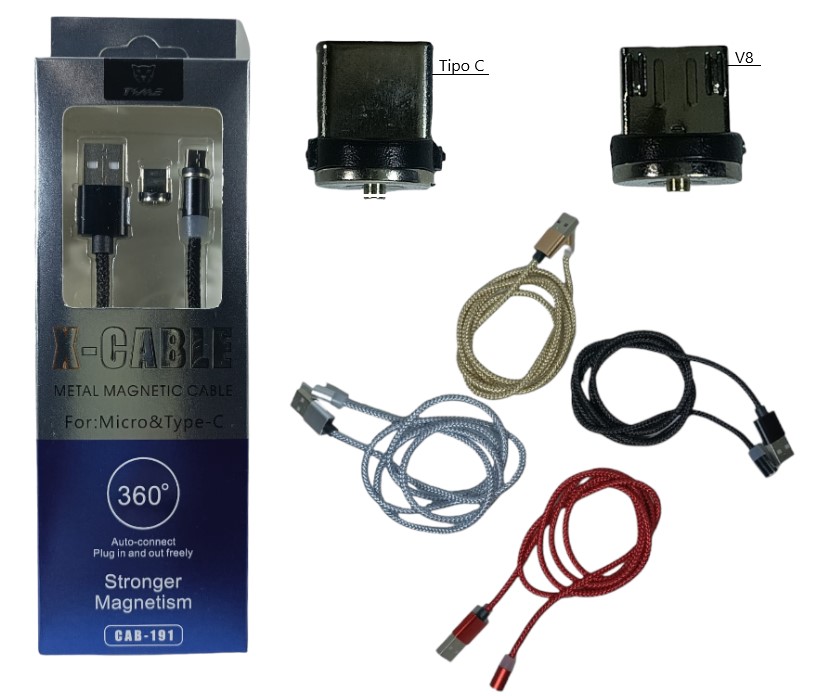 CABLE MAGNETICO 2 EN 1 TIPO C Y V8