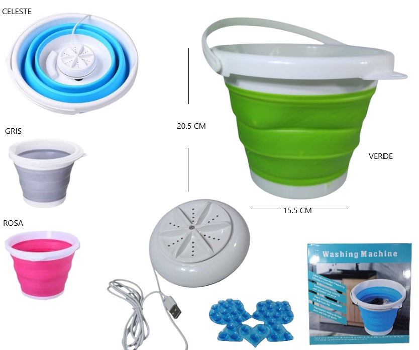 MINI LAVA ROPA PORTATIL USB CON BALDE