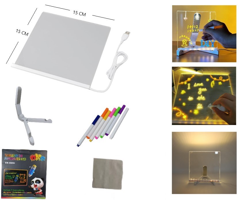 PIZARRA LED MARCADORES 15X15CM