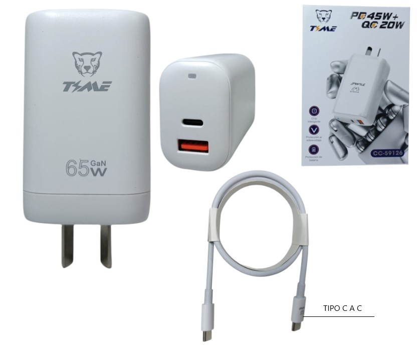 CCARGADOR CON CABLE PD45W+ QC20W