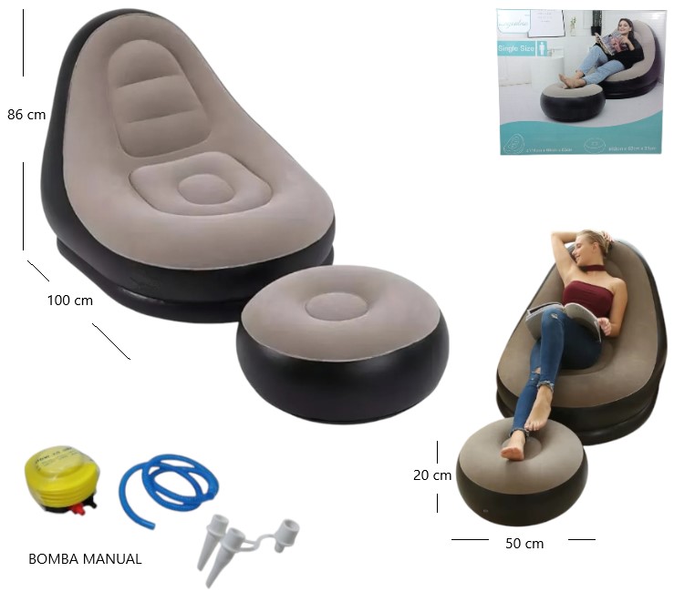 SILLON INFABLE CON REPOSA PIES