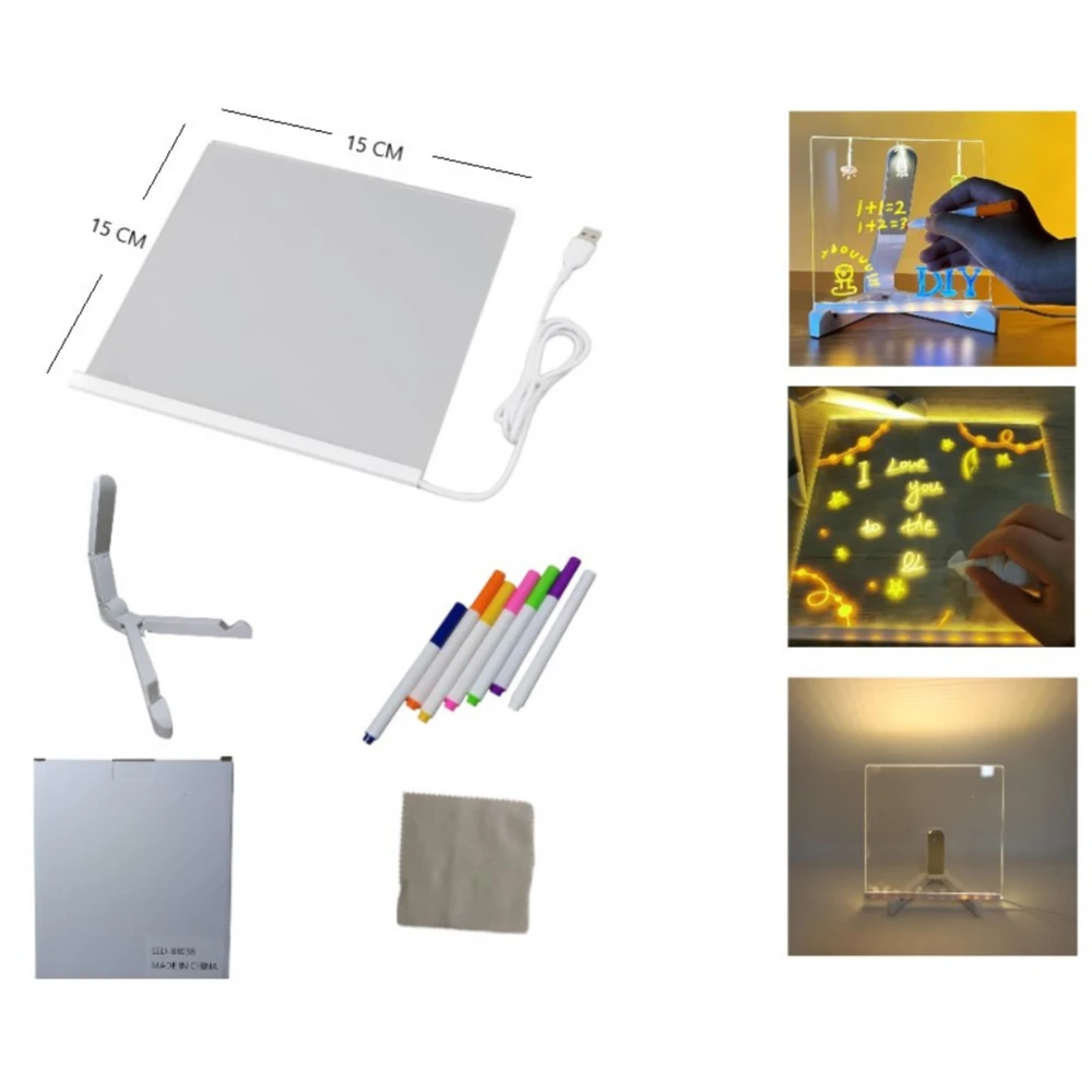 Pizarra LED Acrílica con 7 marcadores