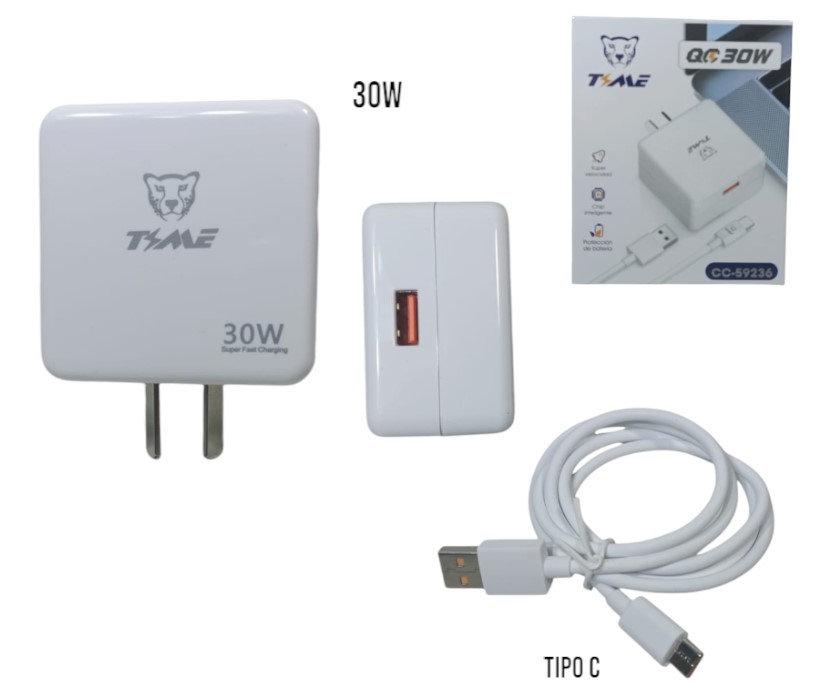 CARGADOR RAPIDO TIPO C QC 30W