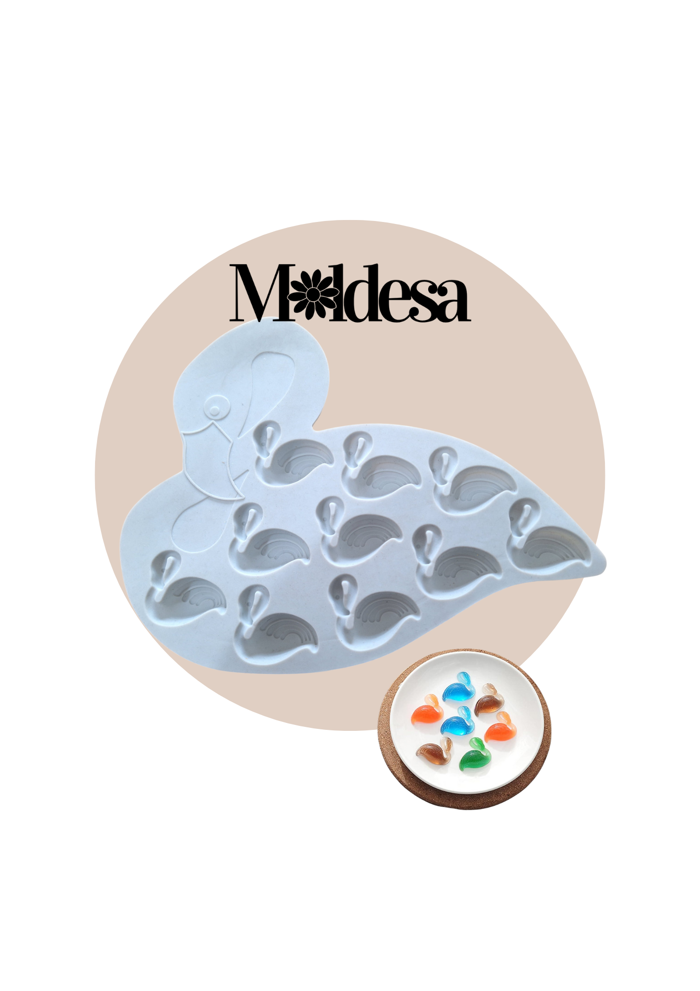 Molde de silicona en forma de flamenco