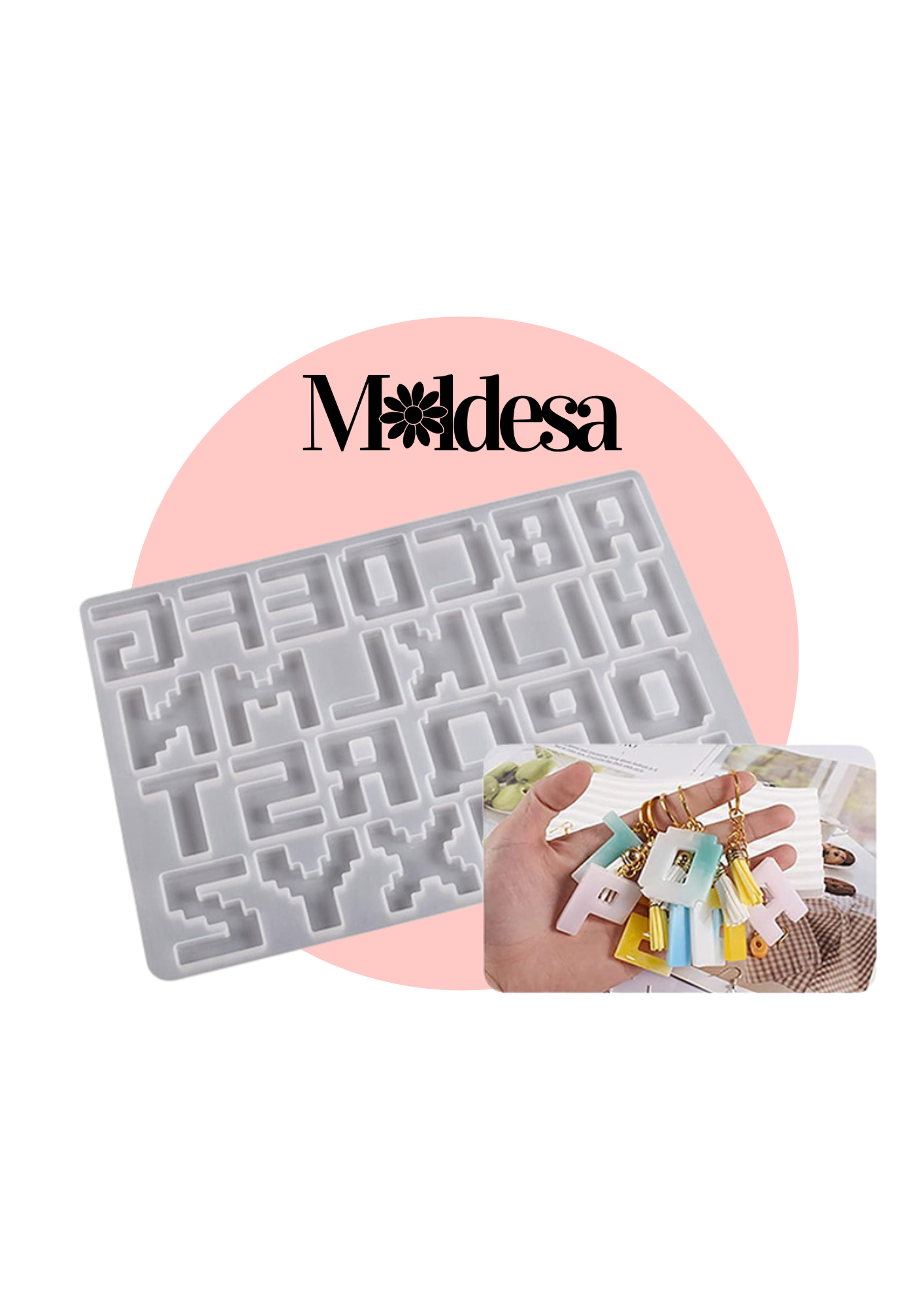 Molde de silicona de letras pixeladas