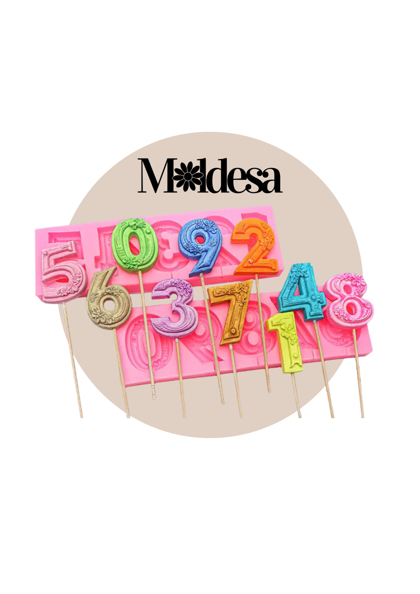 Molde de silicona de números con detalles