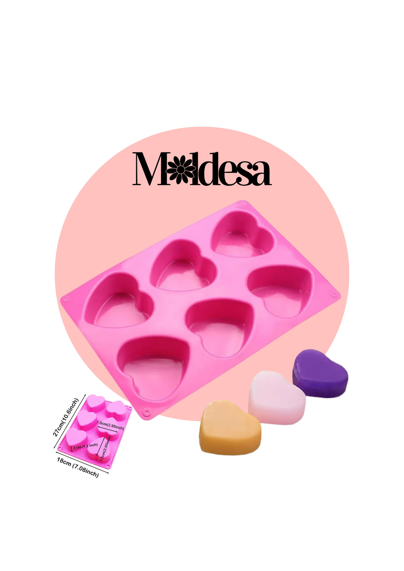 Molde de silicona en forma de corazón