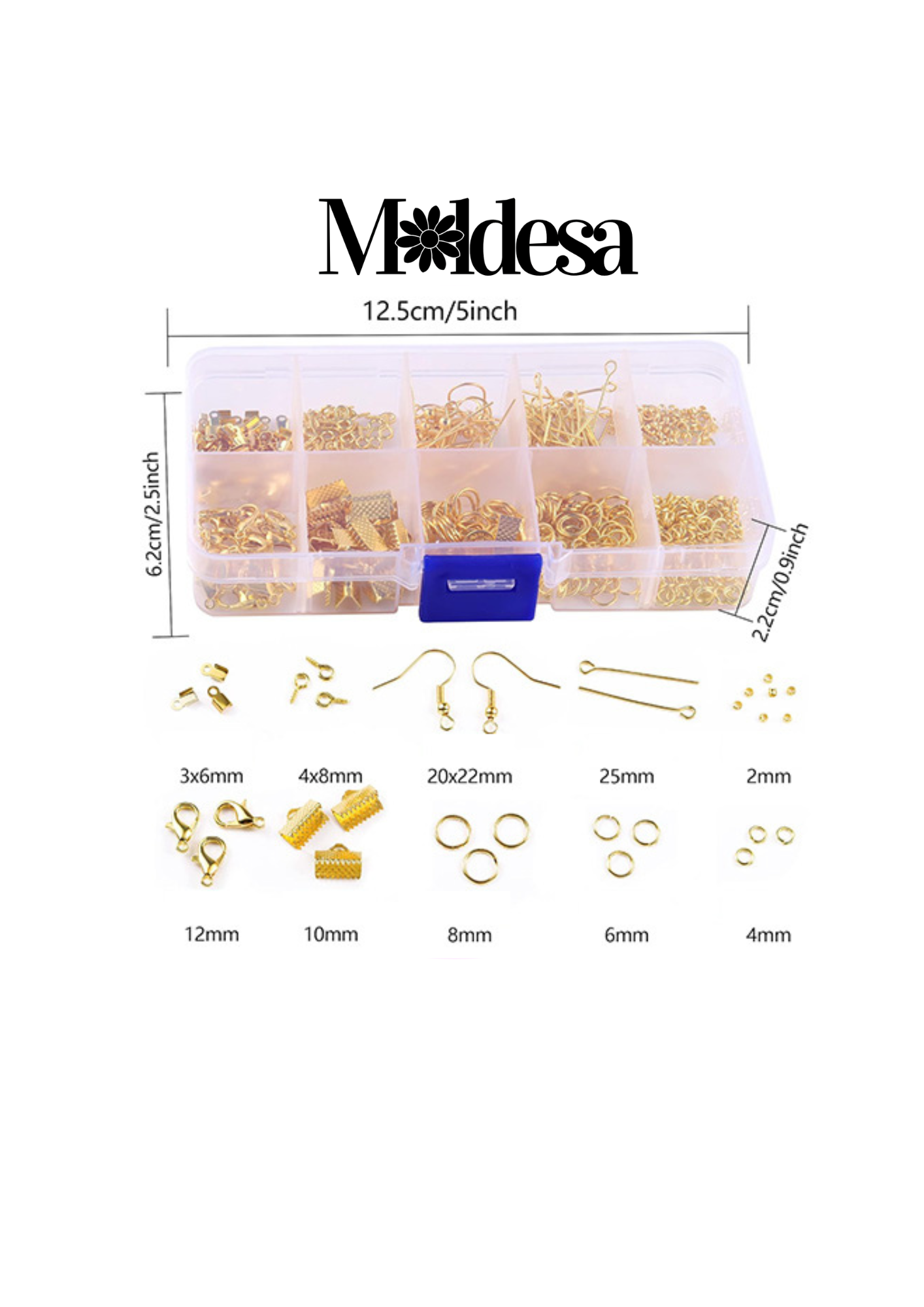Kit de 10 insumos dorados para armador