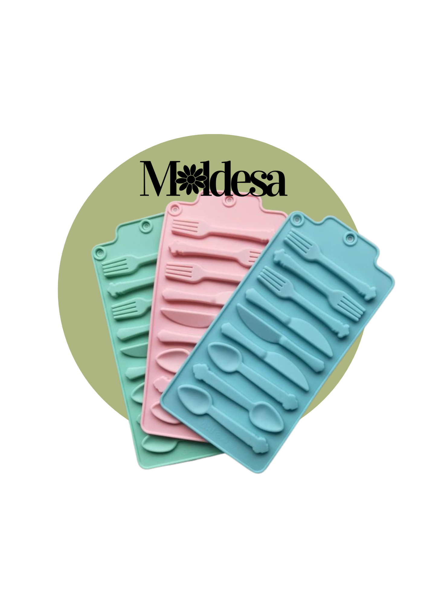 Molde de silicona con formas de cubiertos