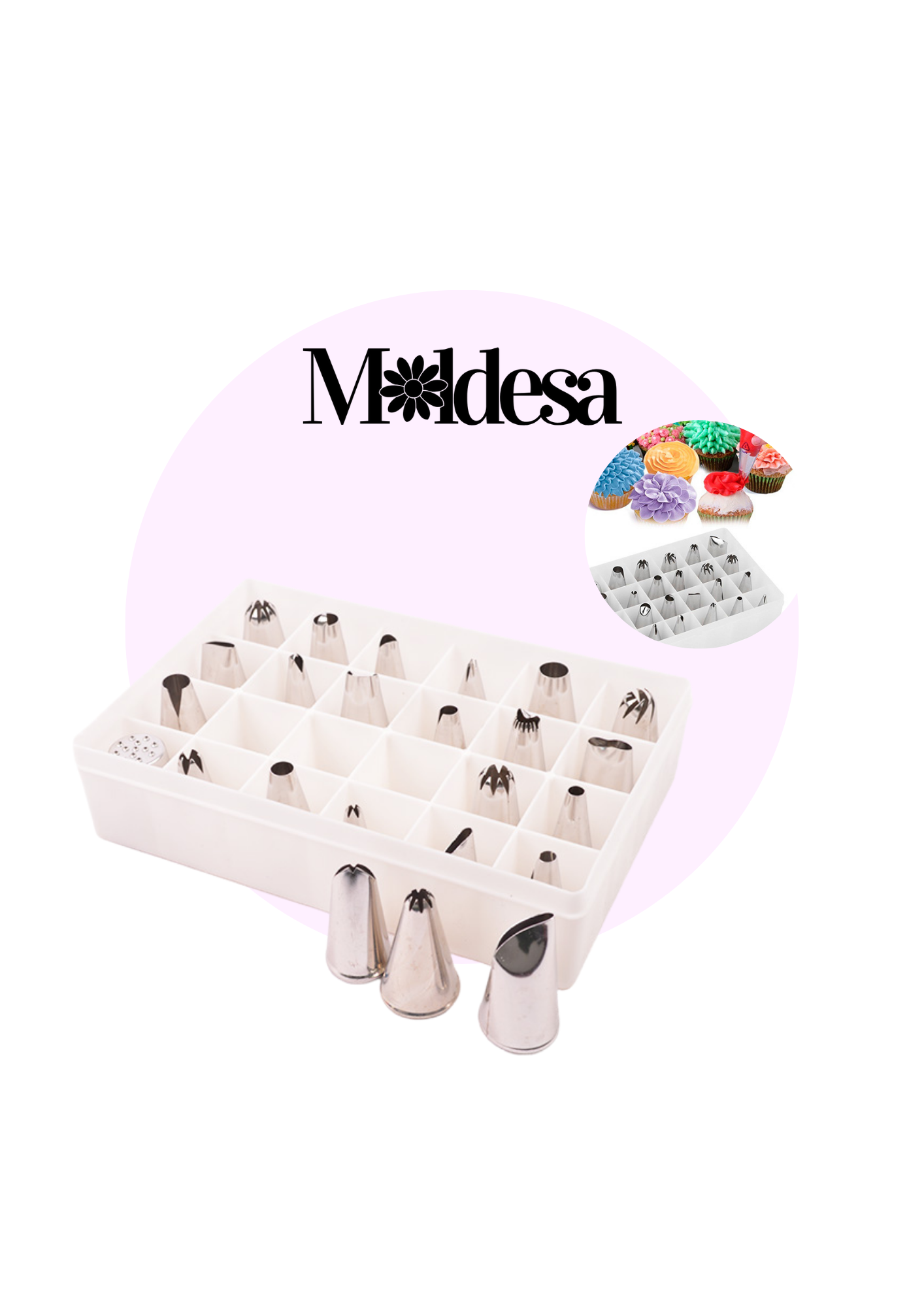 Set de 24 picos grandes de acero en caja
