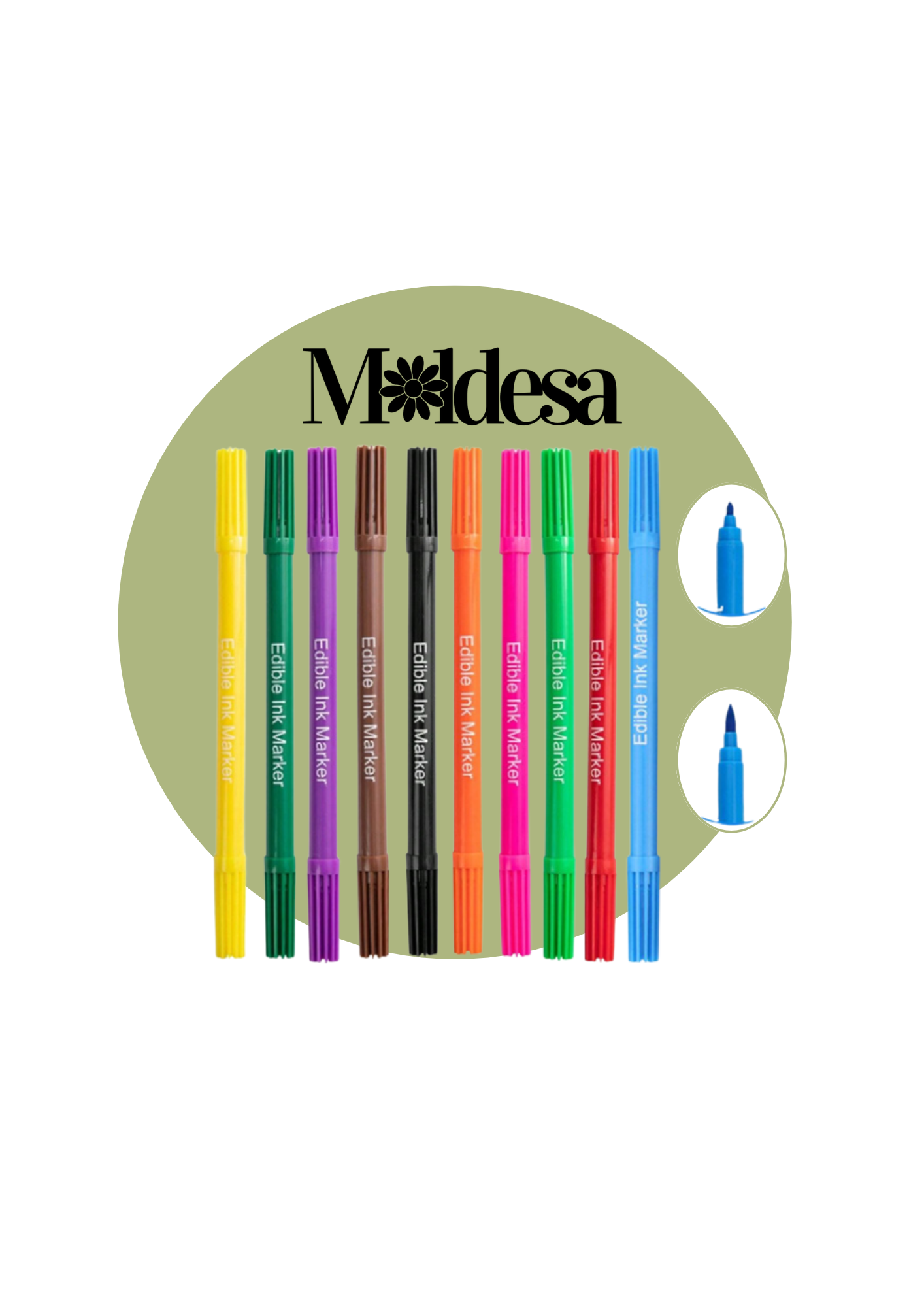 Marcadores con tinta comestible de doble punta
