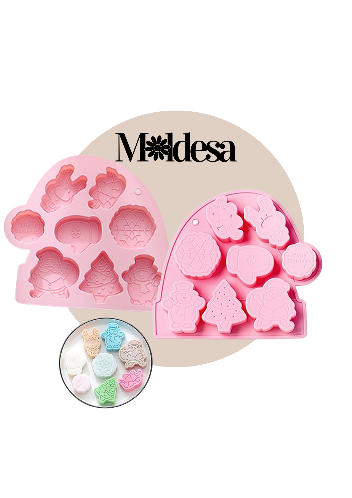 Molde con gorro navideño de silicona navideño