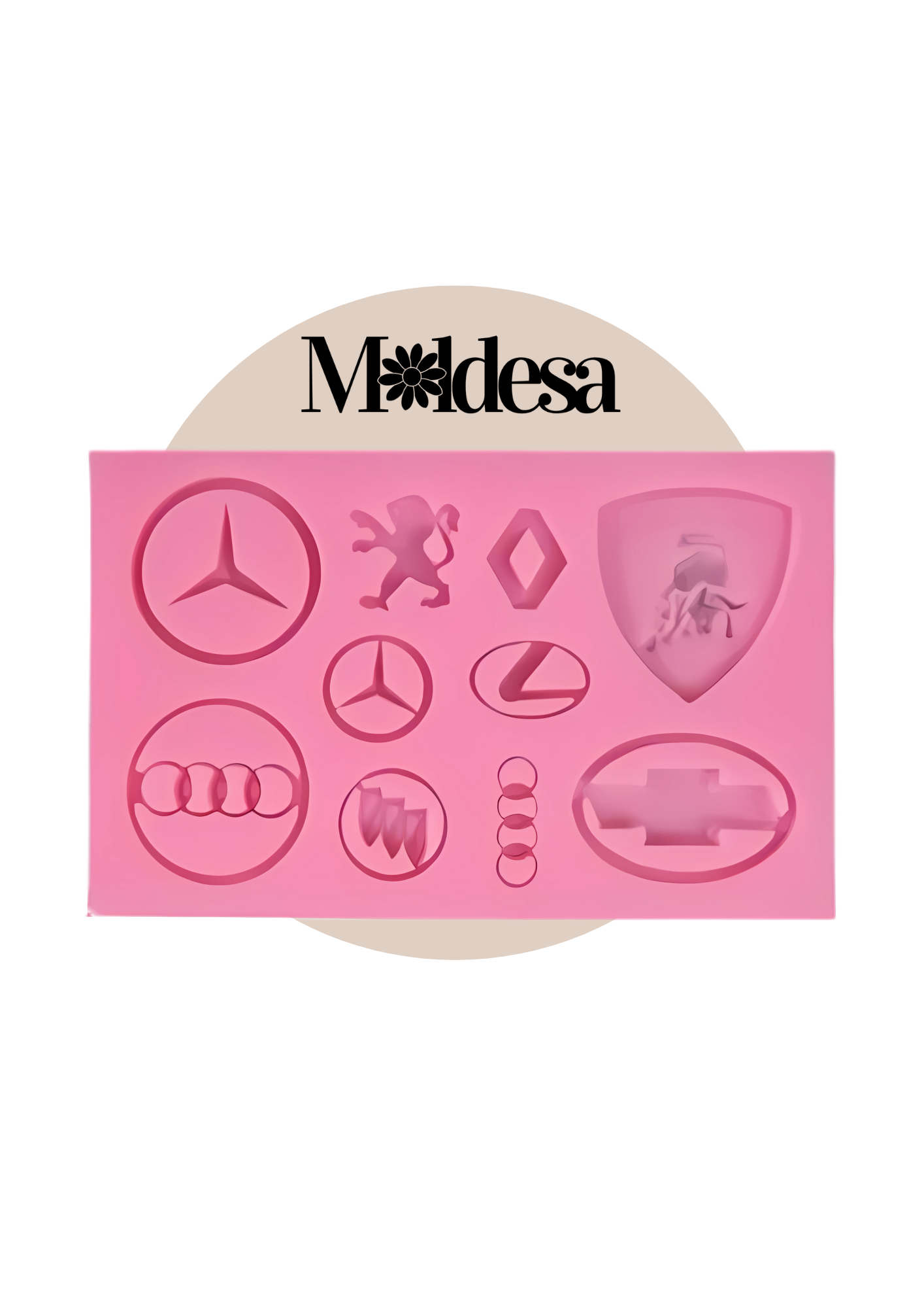 Molde de silicona con 9 logotipos de autos