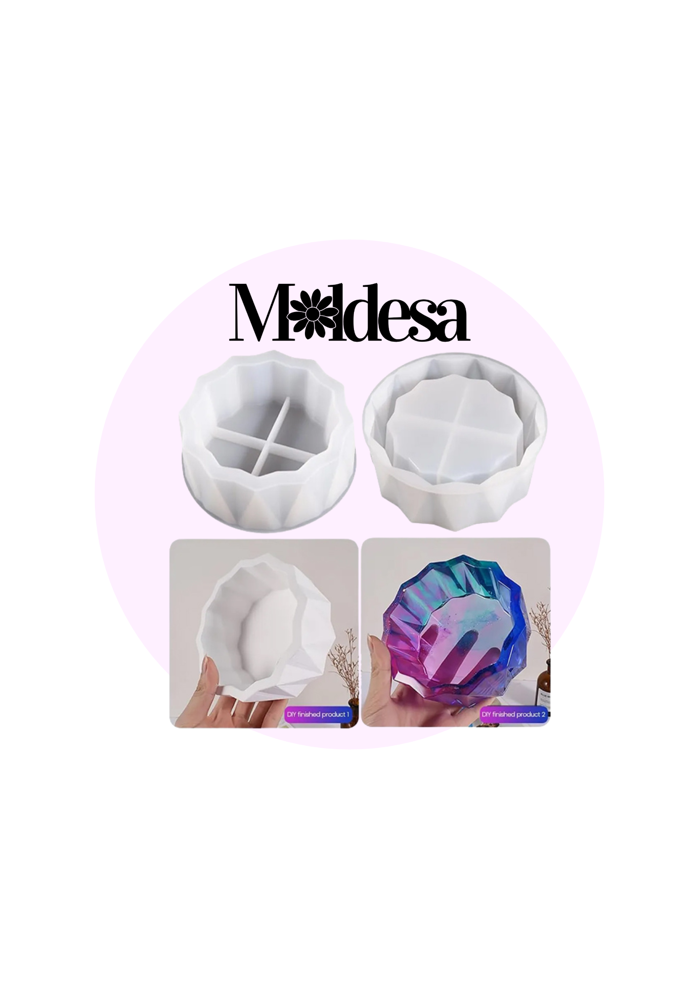 Molde de silicona maceta facetada grande