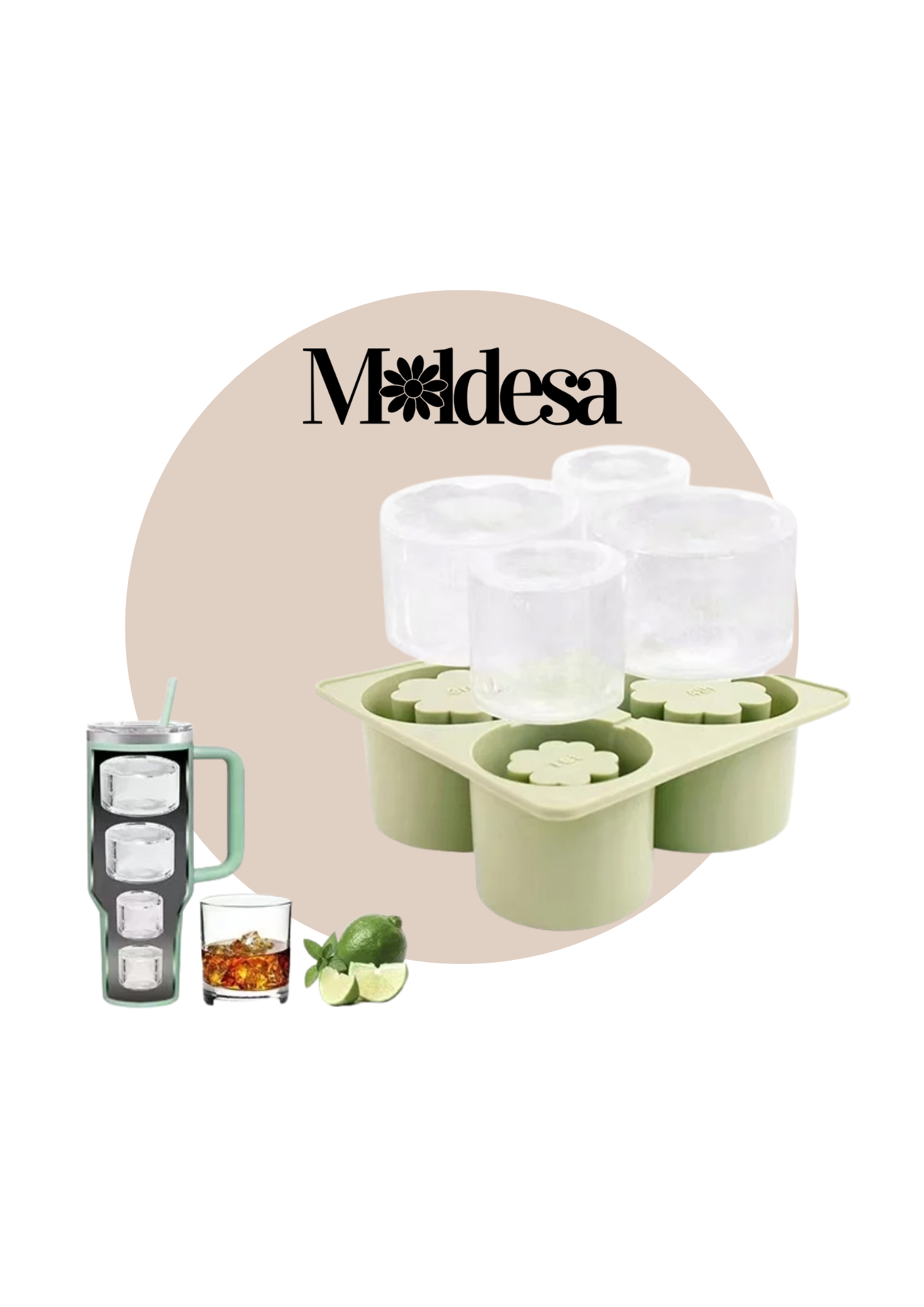 Molde de 4 cubos flor