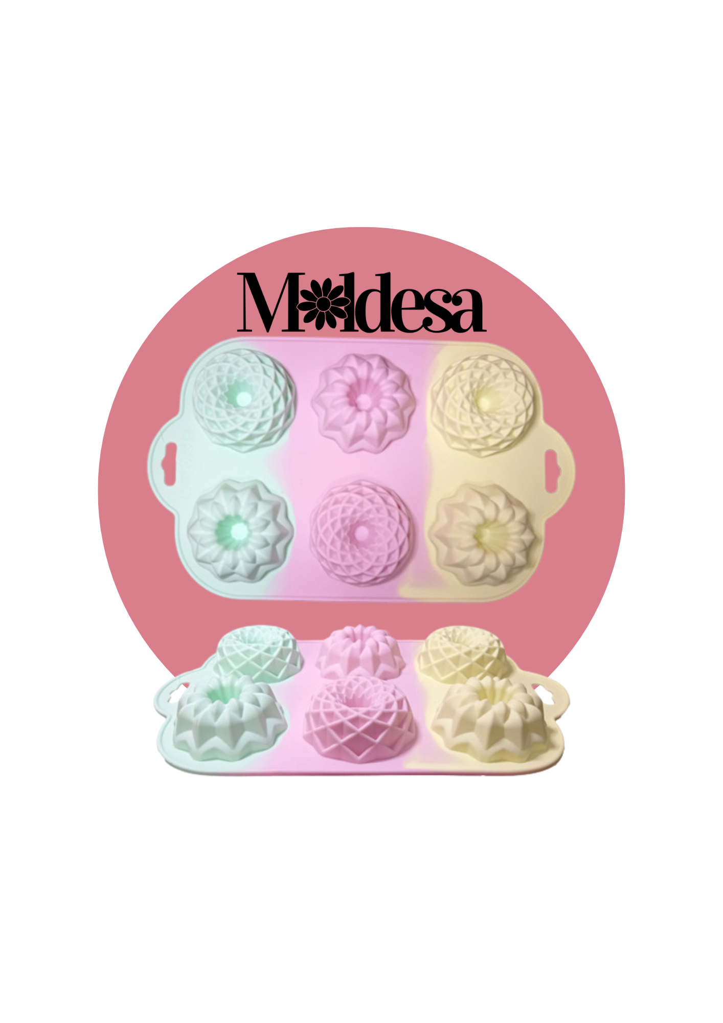 Molde de silicona para 6 donas geométricas