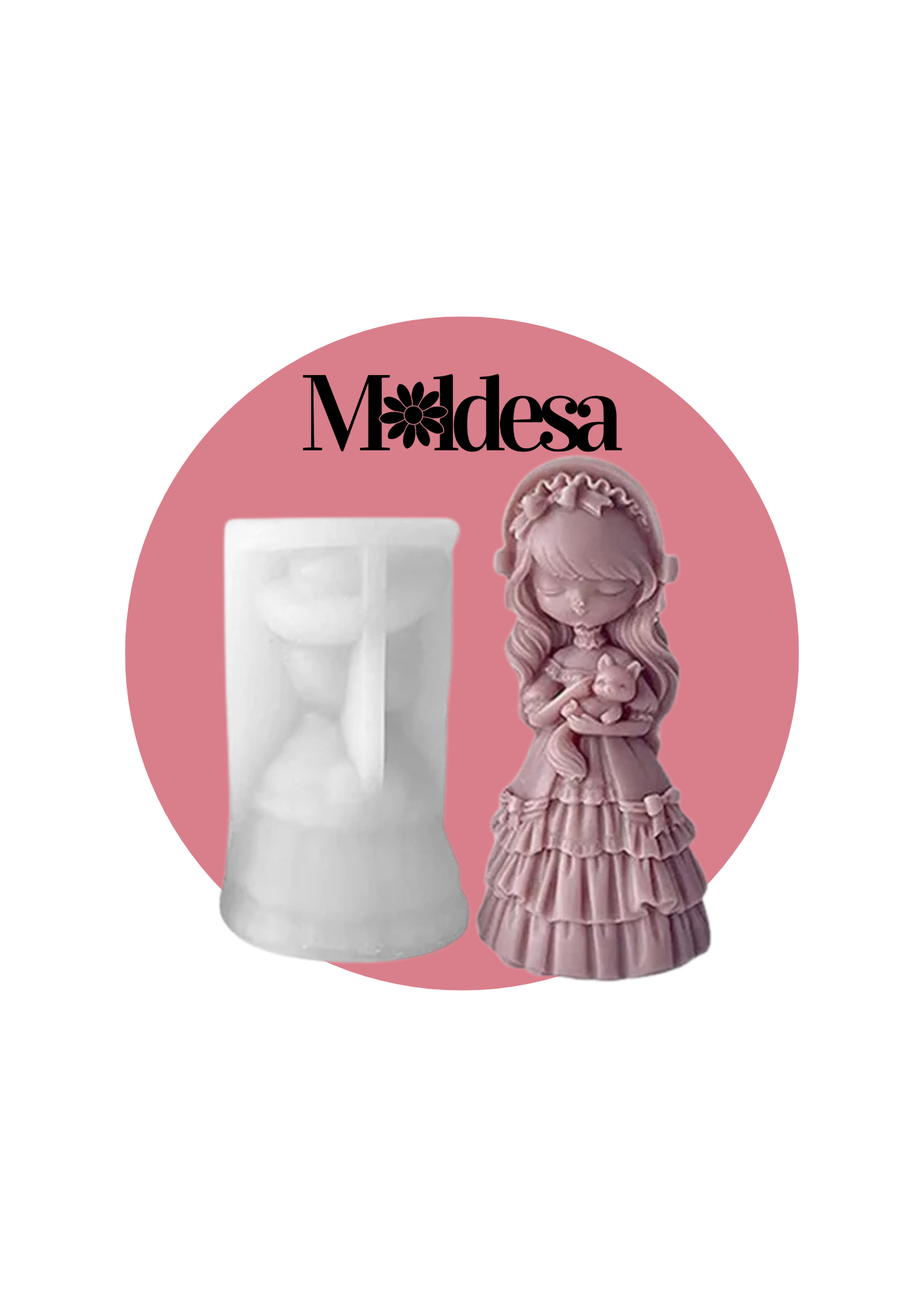 Molde de silicona figura niña con gatito