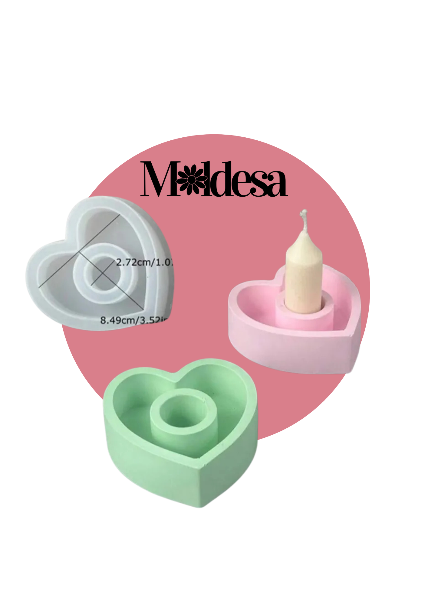 Molde en forma de corazón para portavelas