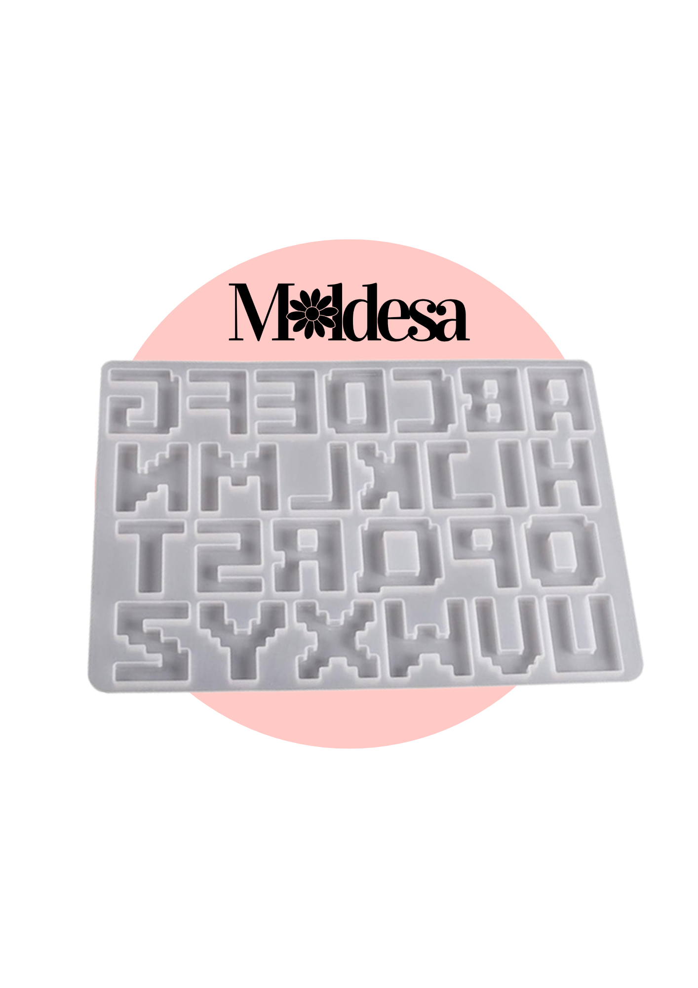 Molde de silicona de letras pixeladas