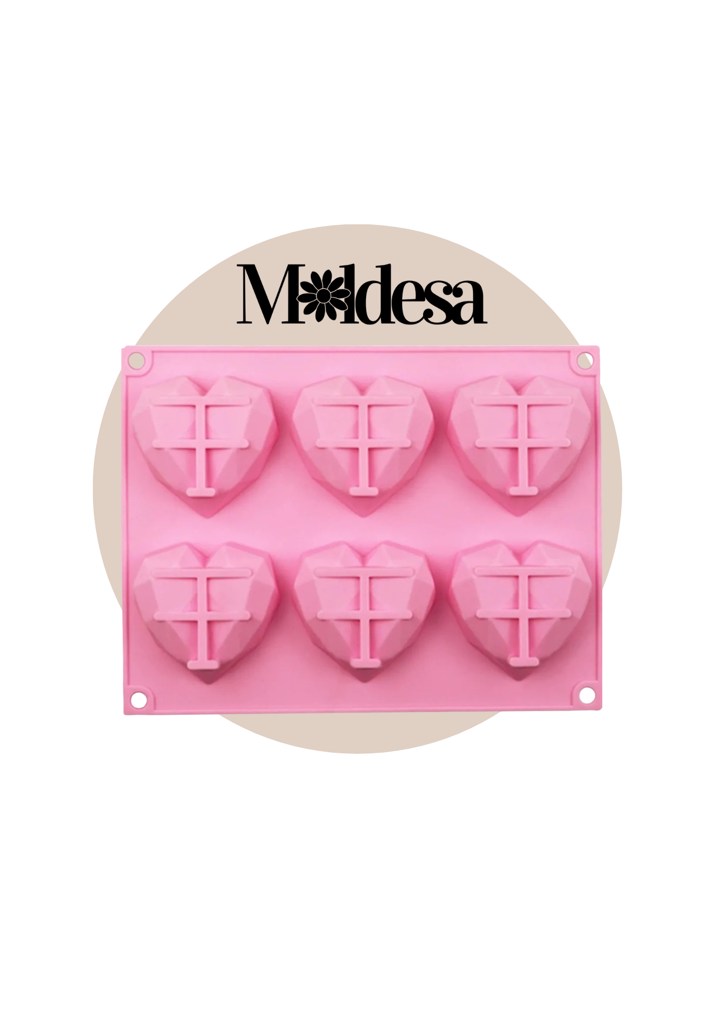 Molde de silicona 6 corazón diamante