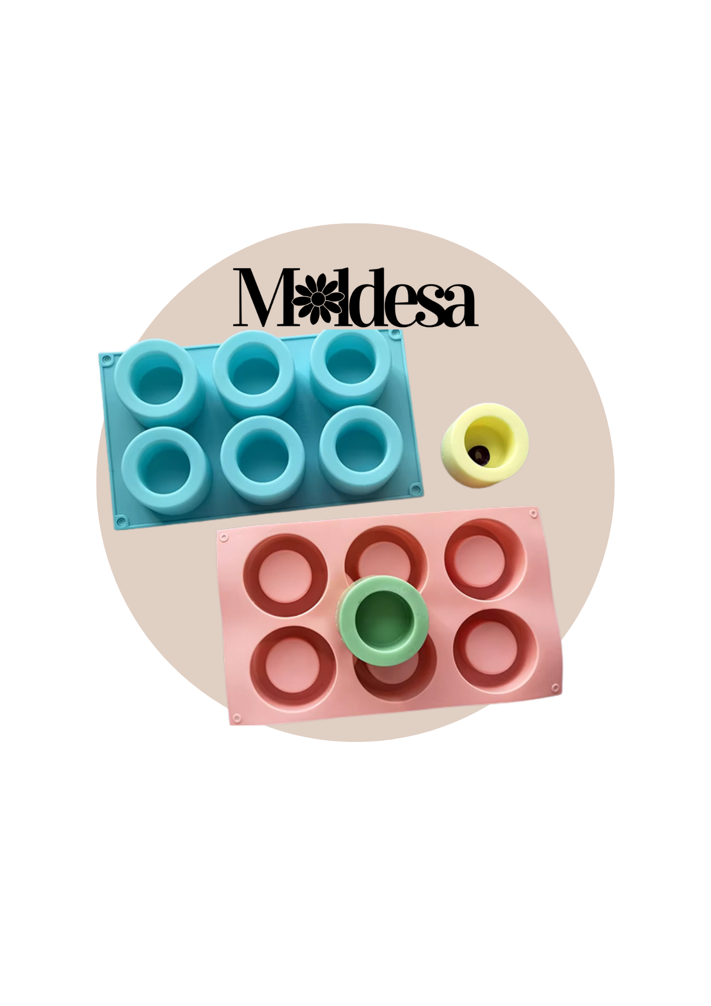 Molde silicona 6 macetas tubular
