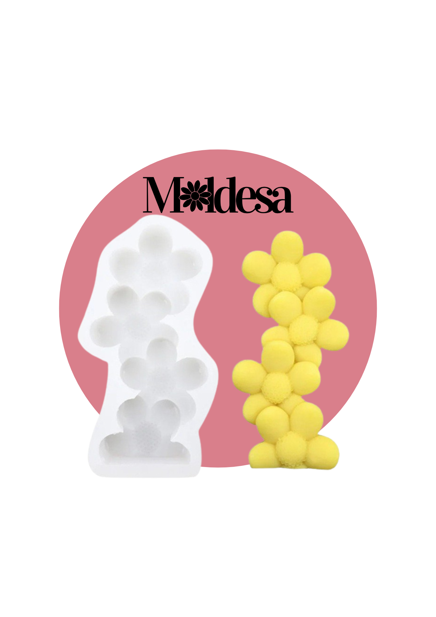 Molde de silicona columna de flores (para vela)