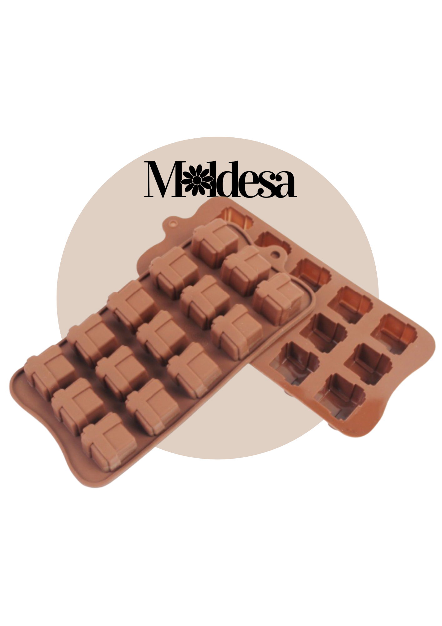 Molde de silicona para chocolates con forma de regalo