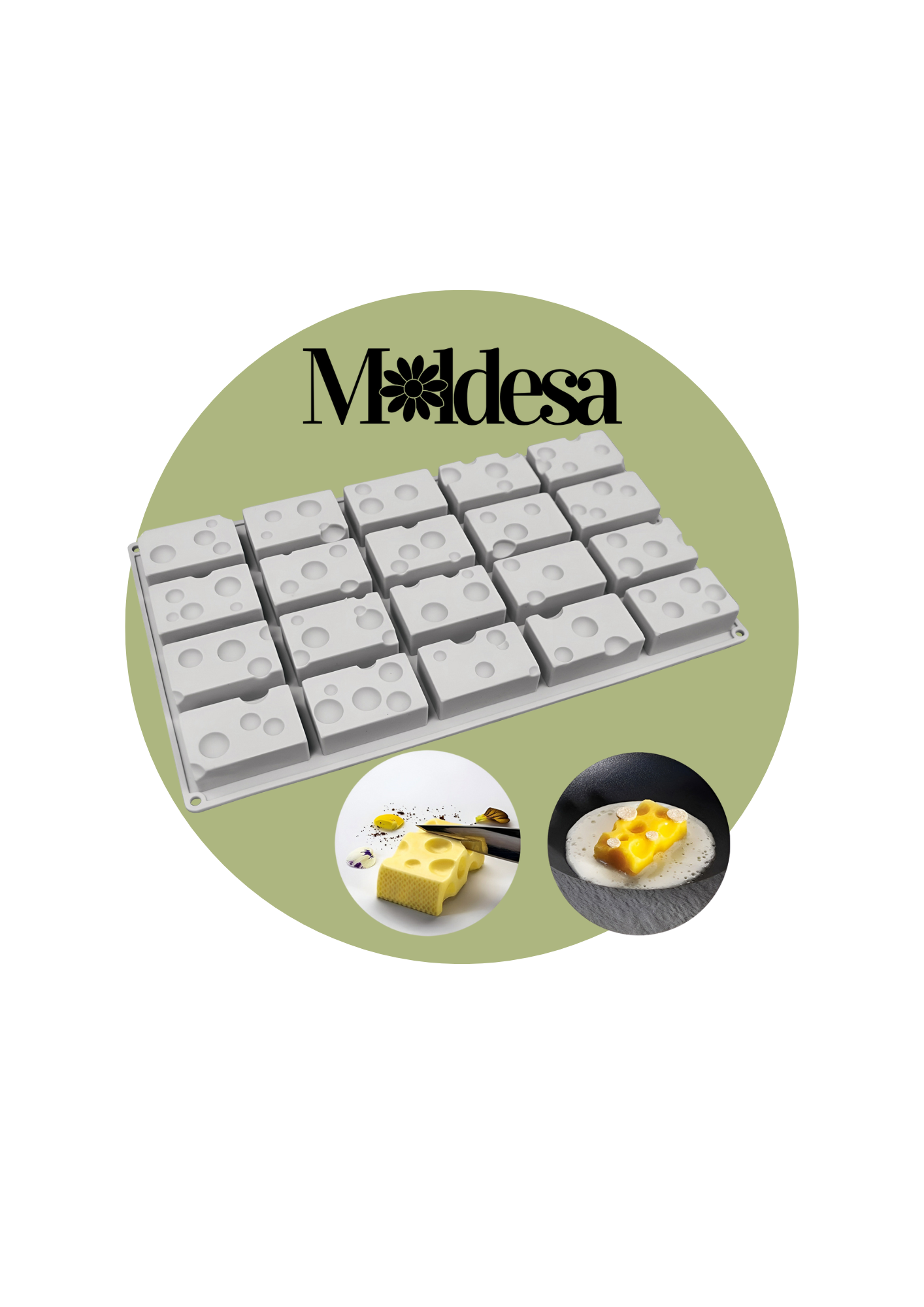 Molde de silicona con forma de quesitos