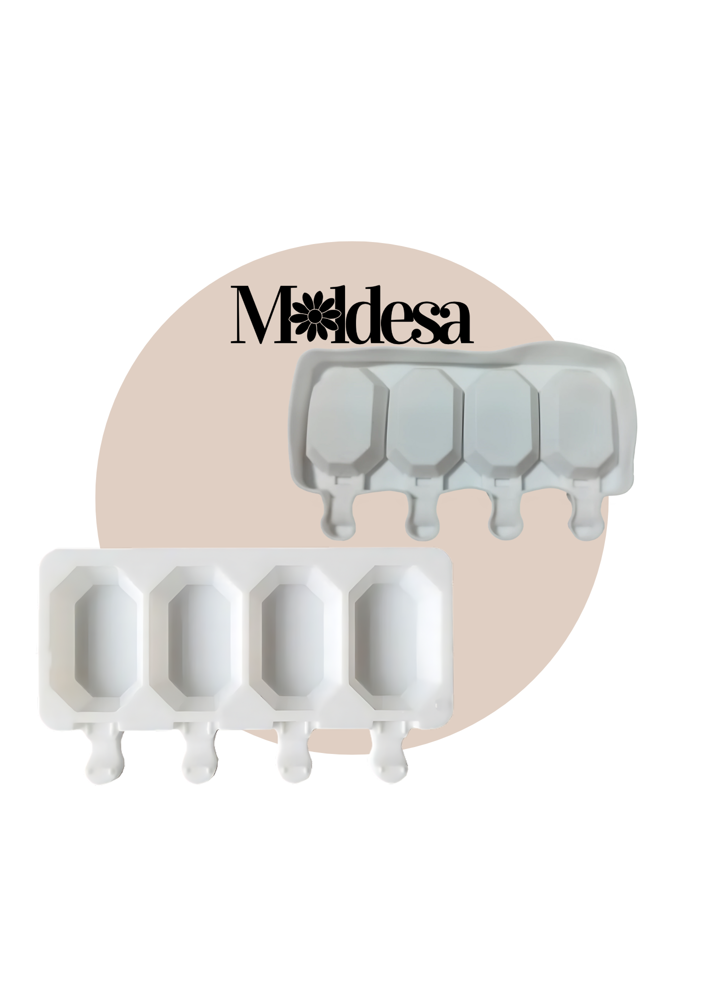 Molde de silicona para 4 helados de diamante octagonal chico