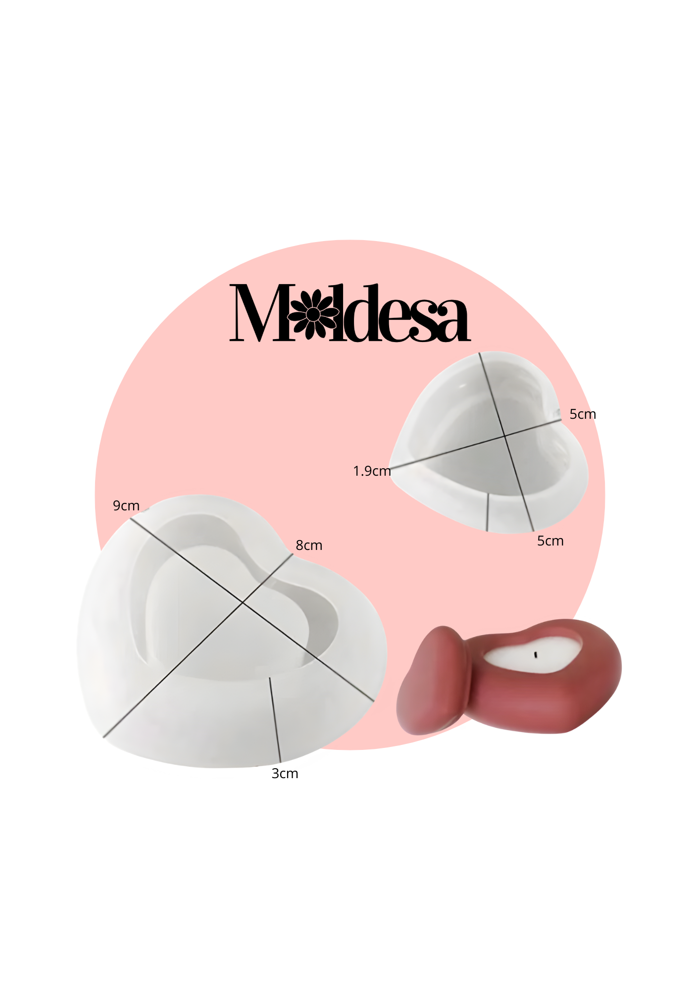 Molde de silicona de Portavelas de corazón con tapa