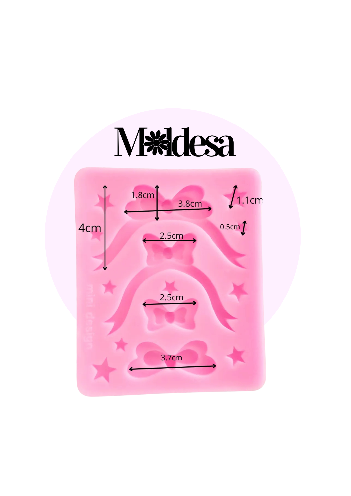 Molde de silicona para 4 moños coquette y estrellitas