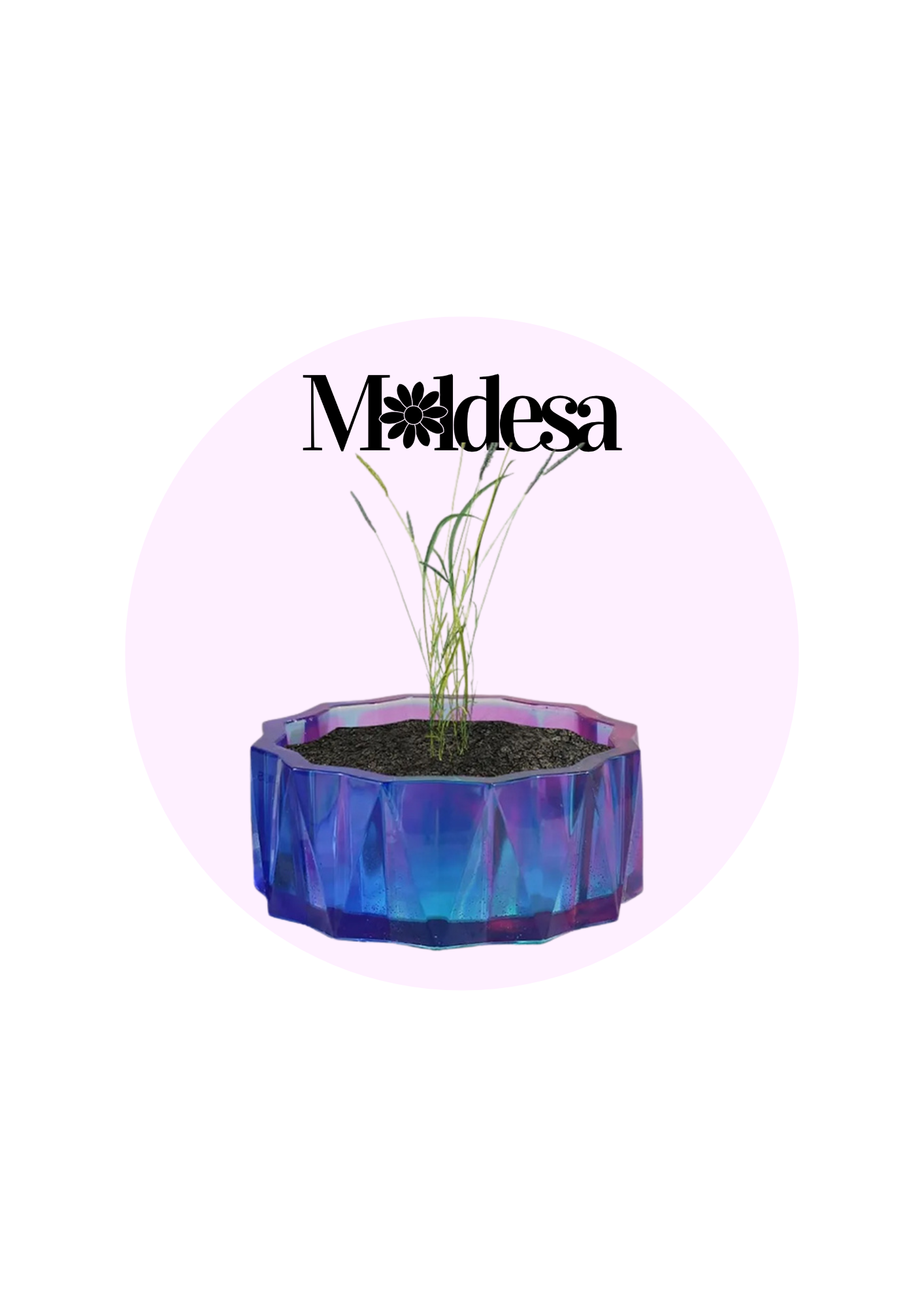 Molde de silicona maceta facetada grande