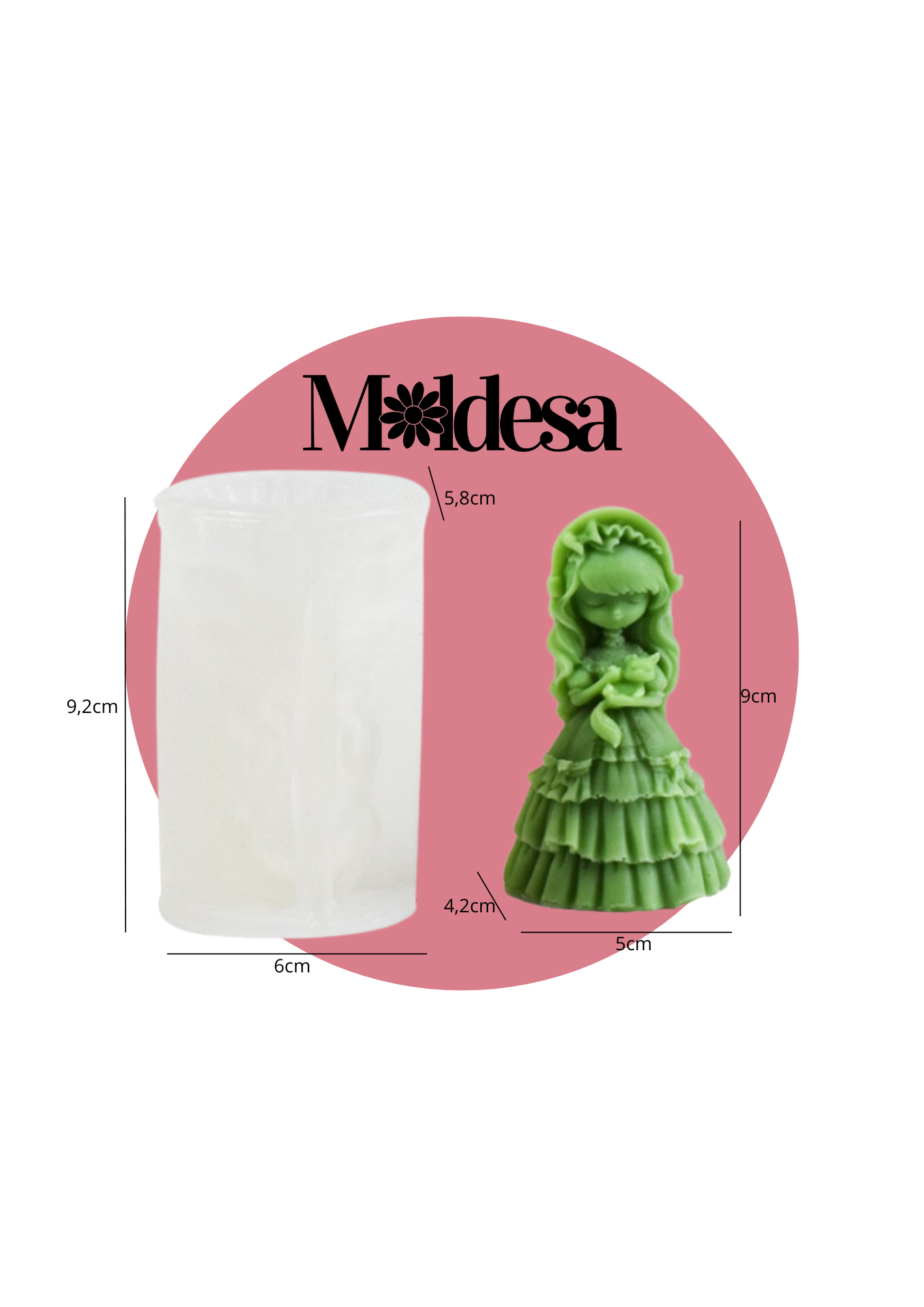 Molde de silicona figura niña con gatito