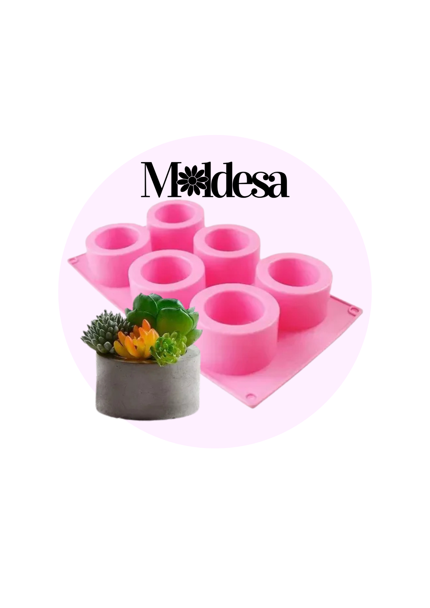 Molde silicona 6 macetas tubular