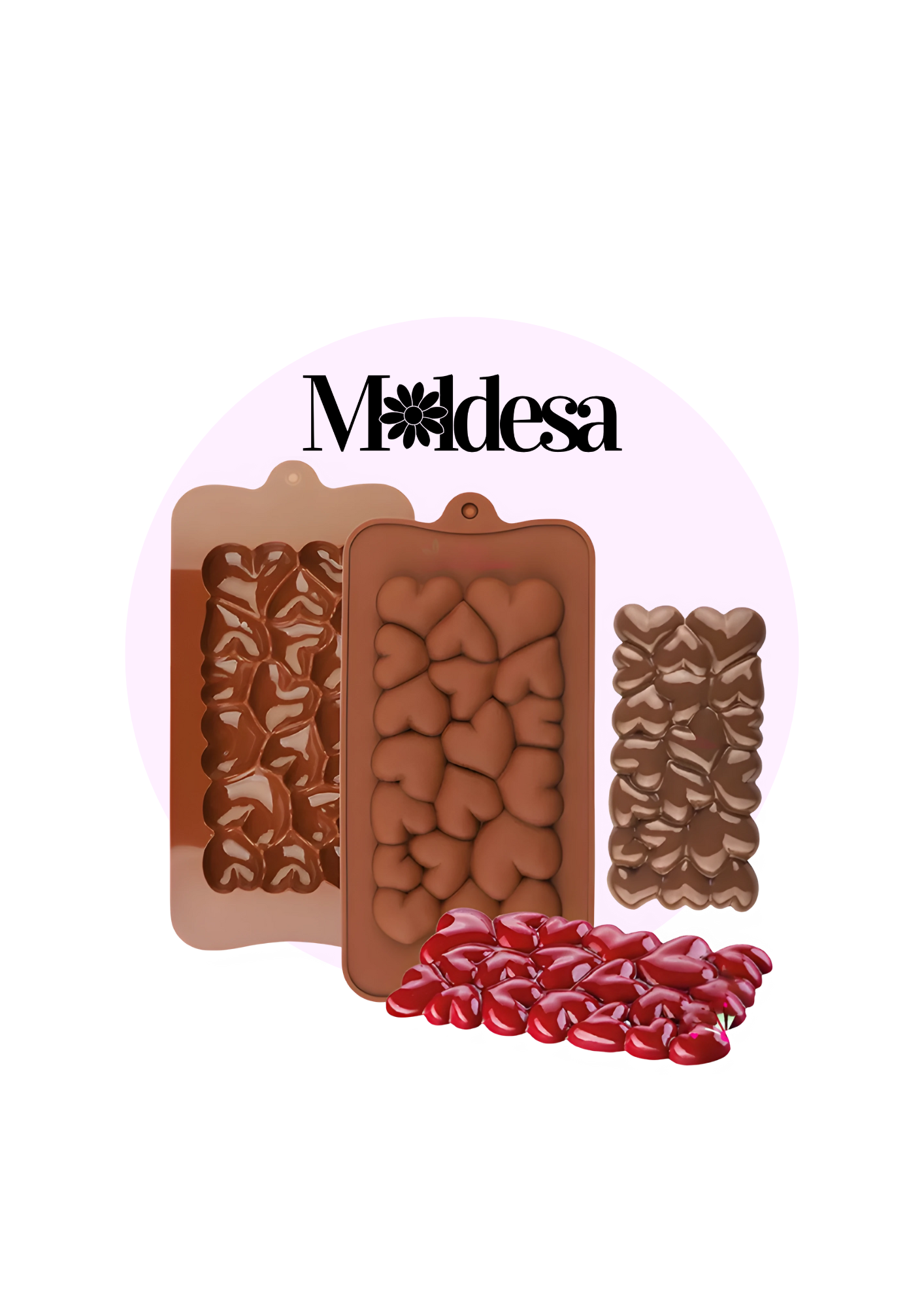 Molde de silicona tableta de corazones para chocolate