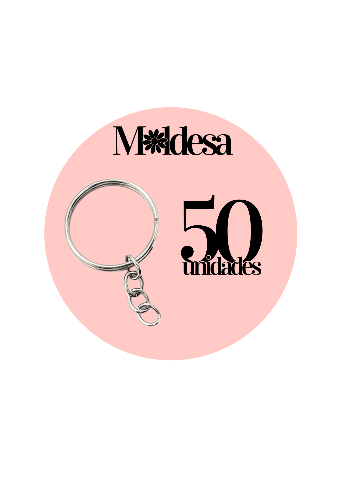 Aros llaveros metálicos con cadena ( pack 50u.)